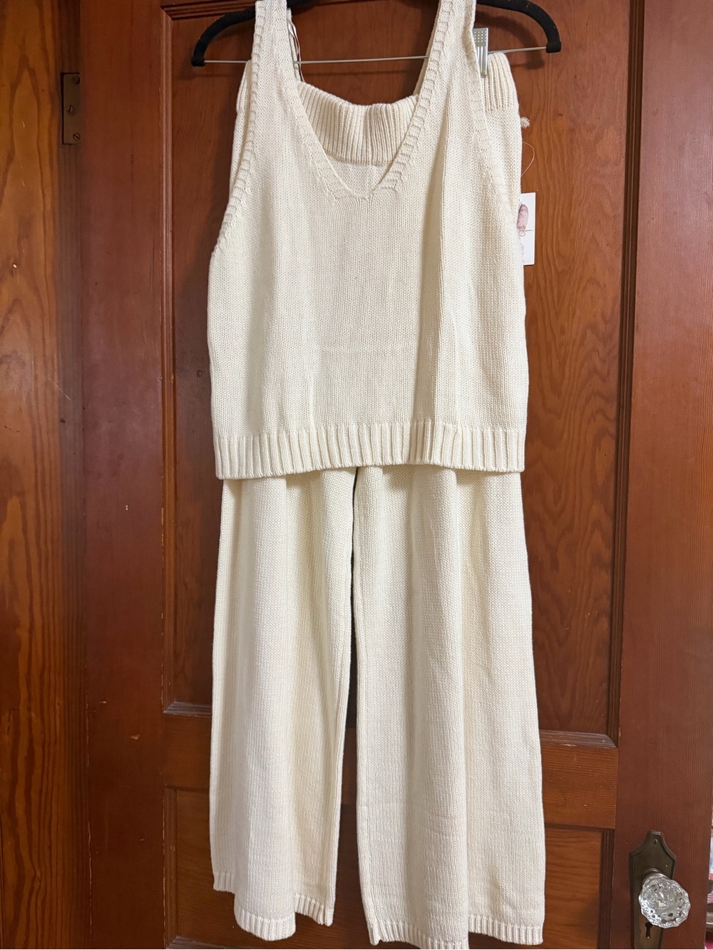 Jessica Simpson Cream Knit Sweater Tank and Wide-Leg Pant Set Size Large